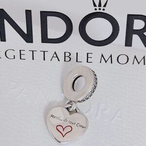 Pandora Merci.... de tout Coeur Exclusive Heart Dangle Charm Pendant S925 Silver